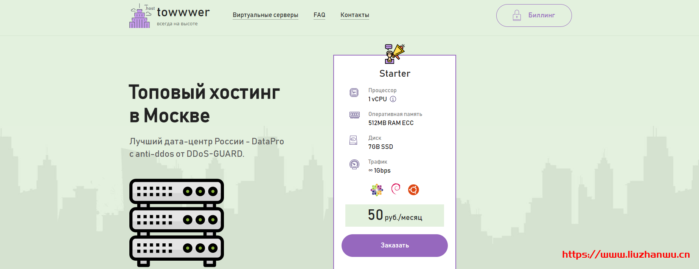towwwer.host：4.5元/月/512MB内存/7GB SSD空间/不限流量/1Gbps端口/KVM/俄罗斯