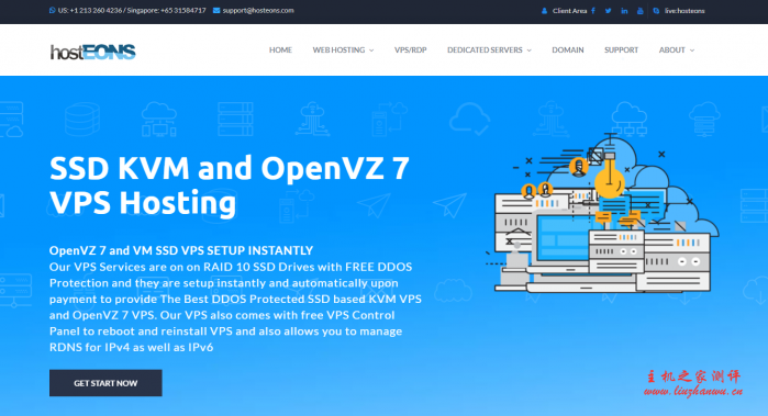 Hosteons：$14.7/年/512MB内存/10GB SSD空间/500GB流量/1Gbps端口/100Gbps DDOS防护/KVM/洛杉矶/拉斯维加斯/纽约等